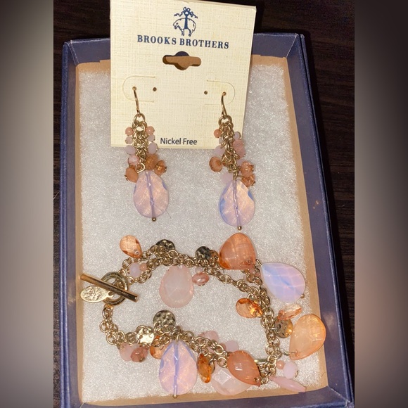 Brooks Brothers Jewelry - Brooks Brothers Pink Dangle Drop Earrings and Bracelet Set